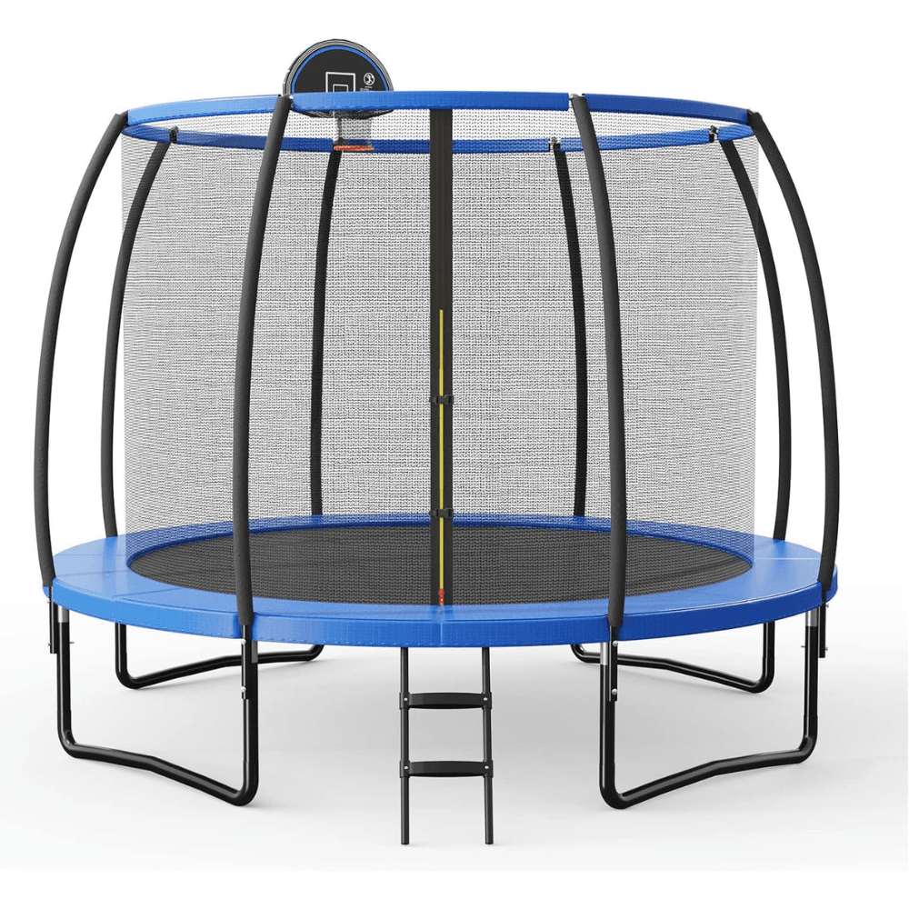ltm-product-132-image-1 Giantex 8FT 10FT 12FT Trampoline with Enclosure, ASTM Approved Outdoor Large Trampoline with Ladder - Image 1