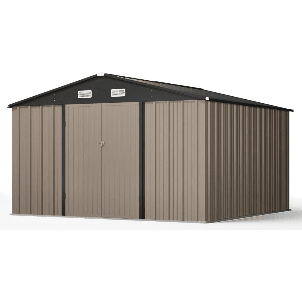 ltm-product-224-image-1 VEIKOUS 10 ft. W x 10 ft. D Outdoor Metal Storage Shed in Gray (100 sq. ft.) - Image 1