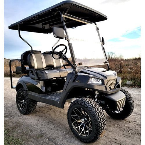 ltm-product-373-image-1 Terminator 48v Electric Golf Cart Four Seater – Massive Rims/Tires Flip Seat – Optionally Fully Loaded – Black Model - Image 1