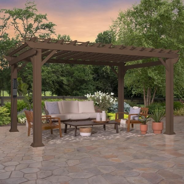 ltm-product-392-image-1 14×12 Ashford Traditional Steel Pergola With Sail Shade Soft Canopy - Image 1