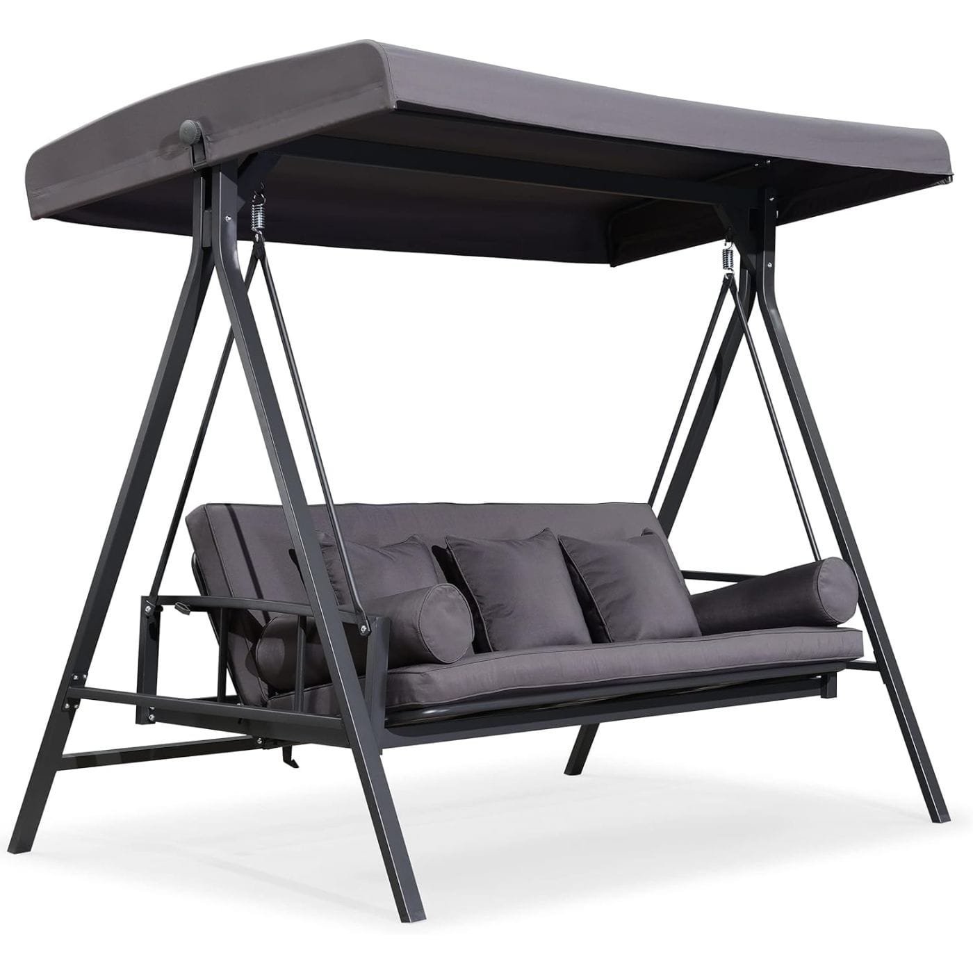 ltm-product-75-image-1 PURPLE LEAF 3-seat Outdoor Patio Porch Swing Adjustable Backrest, Cushions and Pillow Included - Image 1