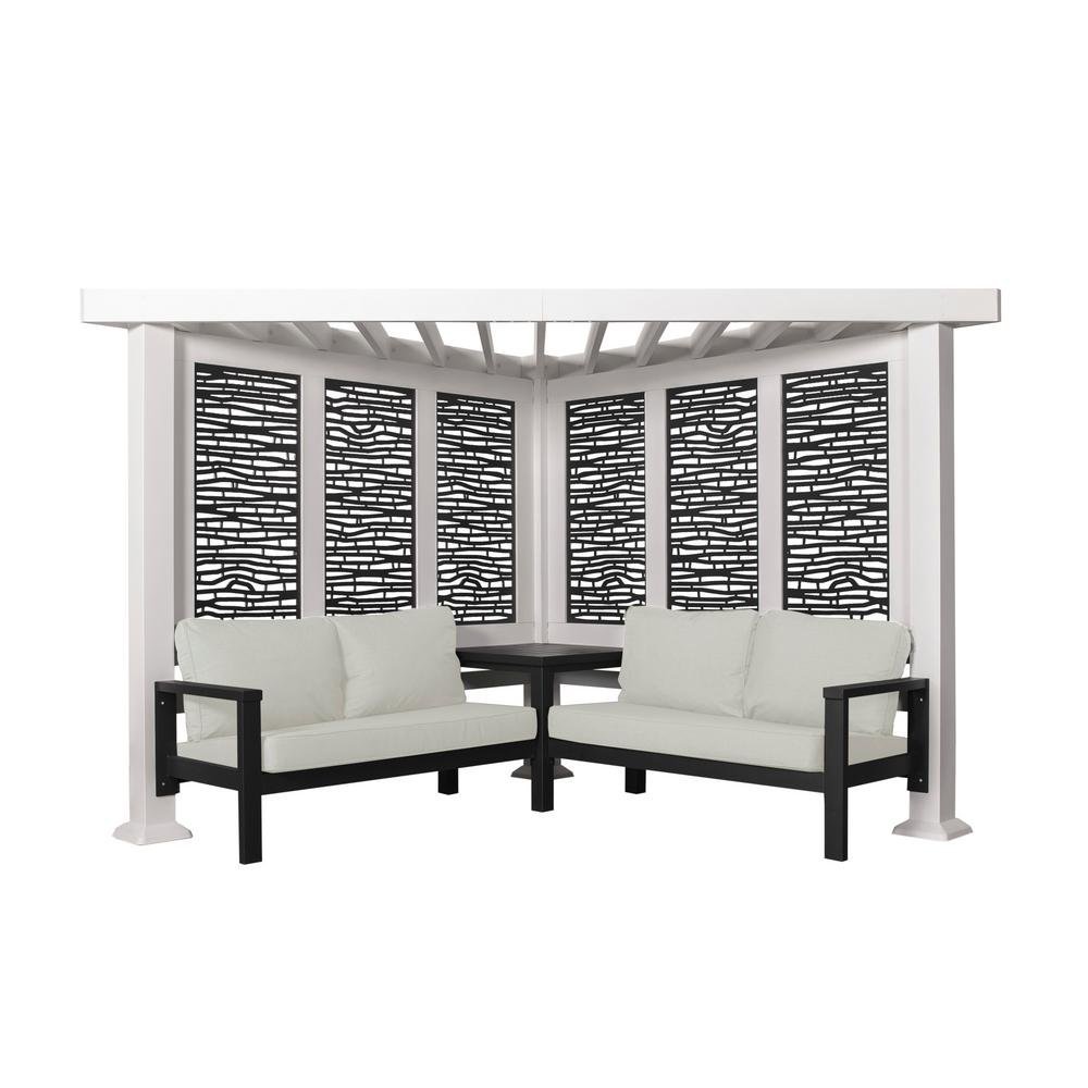 ltm-product-98-image-1 Ridgedale 8 Ft. X 8 Ft. White Steel Modern Cabana Pergola with Conversation Seating in Pumice - Image 1