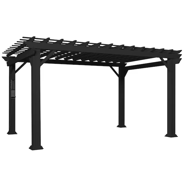 ltm-product-99-image-1 Stratford 12 Ft. X 10 Ft. Black Steel Traditional Pergola with Sail Shade Soft Canopy - Image 1